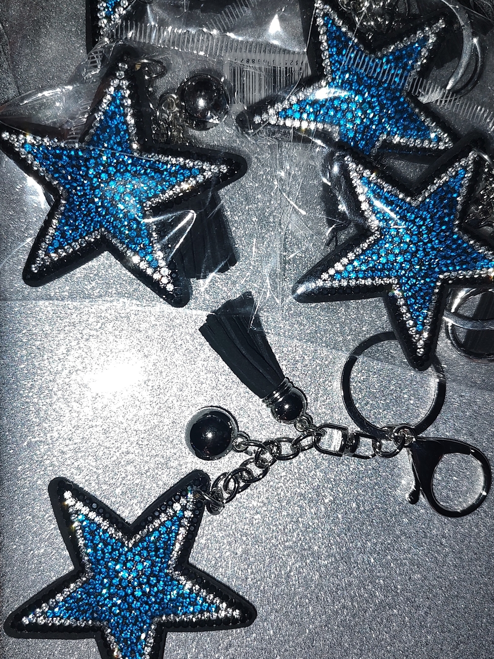 Dallas Cowboys Blue Star Rhinestone Keychain with Tassel